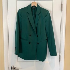 Express Teal Double-Breasted Blazer